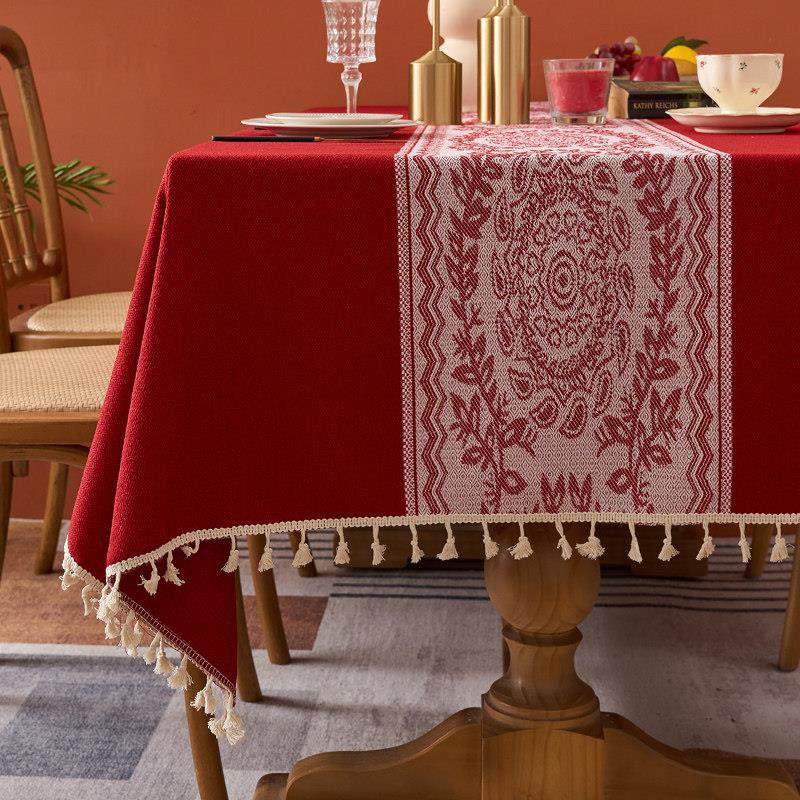 2025新款红色结婚桌布布艺喜事客厅茶几餐桌布订婚长方形桌布婚礼,居家布艺,桌布,淘宝优惠券,粉丝福利购,淘宝优惠卷