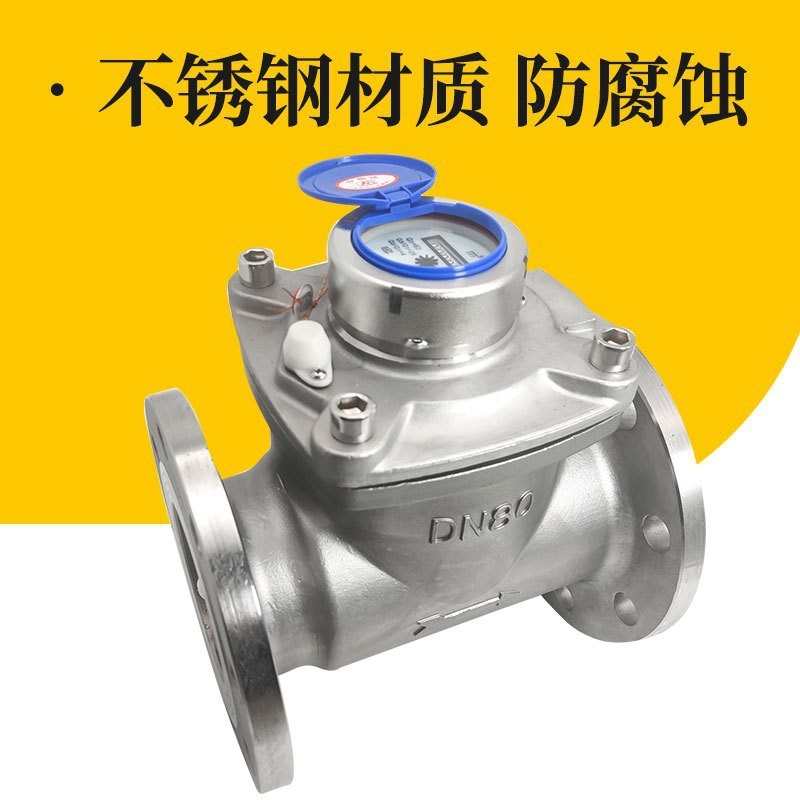 不锈钢水表304/316耐腐蚀冷热干湿螺翼工业四氟可拆法兰宁波水表