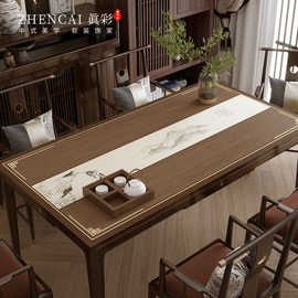 新中式餐桌桌布防水防油古风茶几台布仿木纹桌垫中国风皮革保护垫