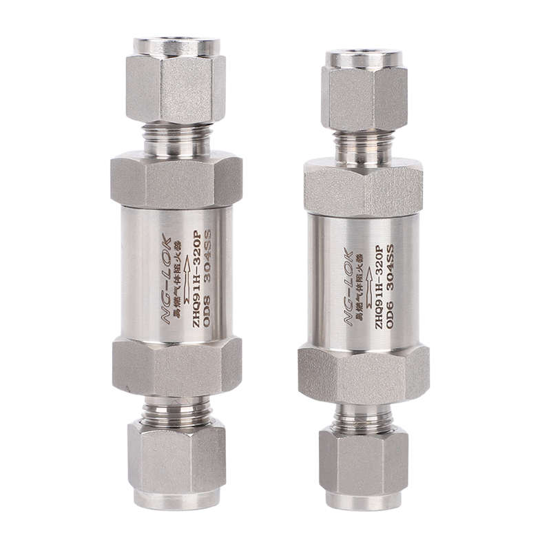 304SS/316L不锈钢卡套阻火器高压气体双卡套回火阀直通管道阻火阀