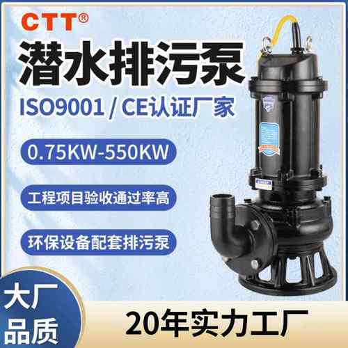 扬程40米无堵塞潜水排污泵100WQ80-40-18.5可耦合式安装