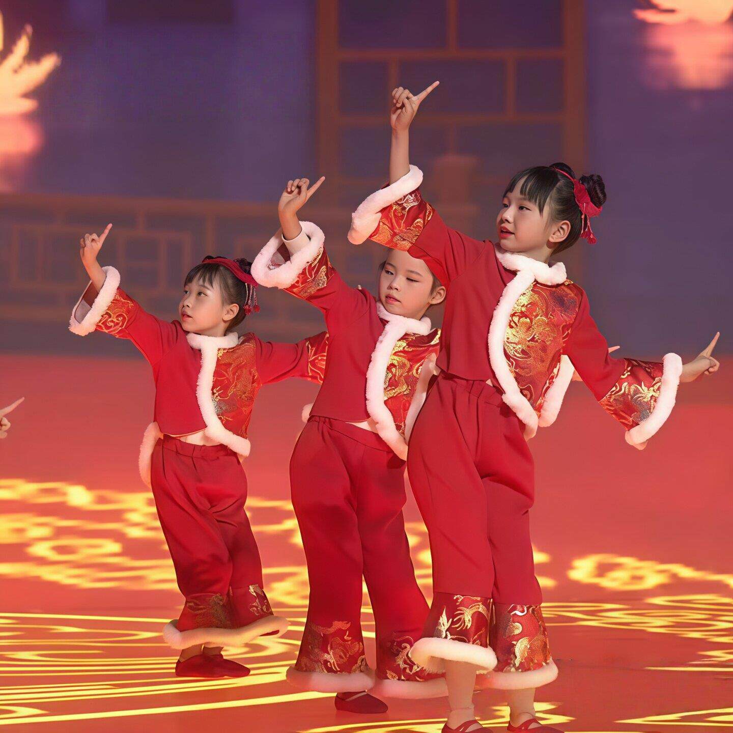 福气福气来舞蹈服六一喜庆演出服幼儿园童学生表演服红色中国风