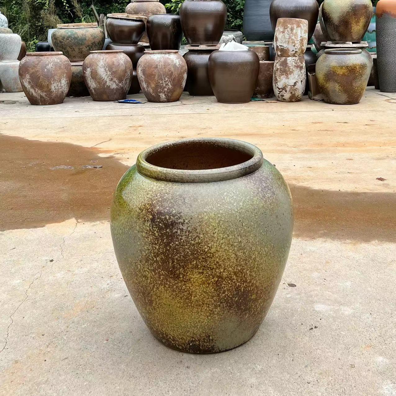新款直销复古室内外流水陶缸陶瓷落地大花瓶客厅酒店大堂插花大陶