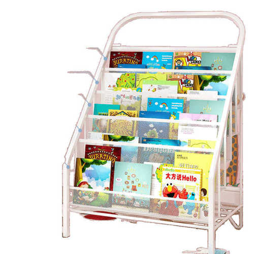 儿童书架绘本架书柜铁艺书架简易收纳架家用落地置物架宝宝书报架