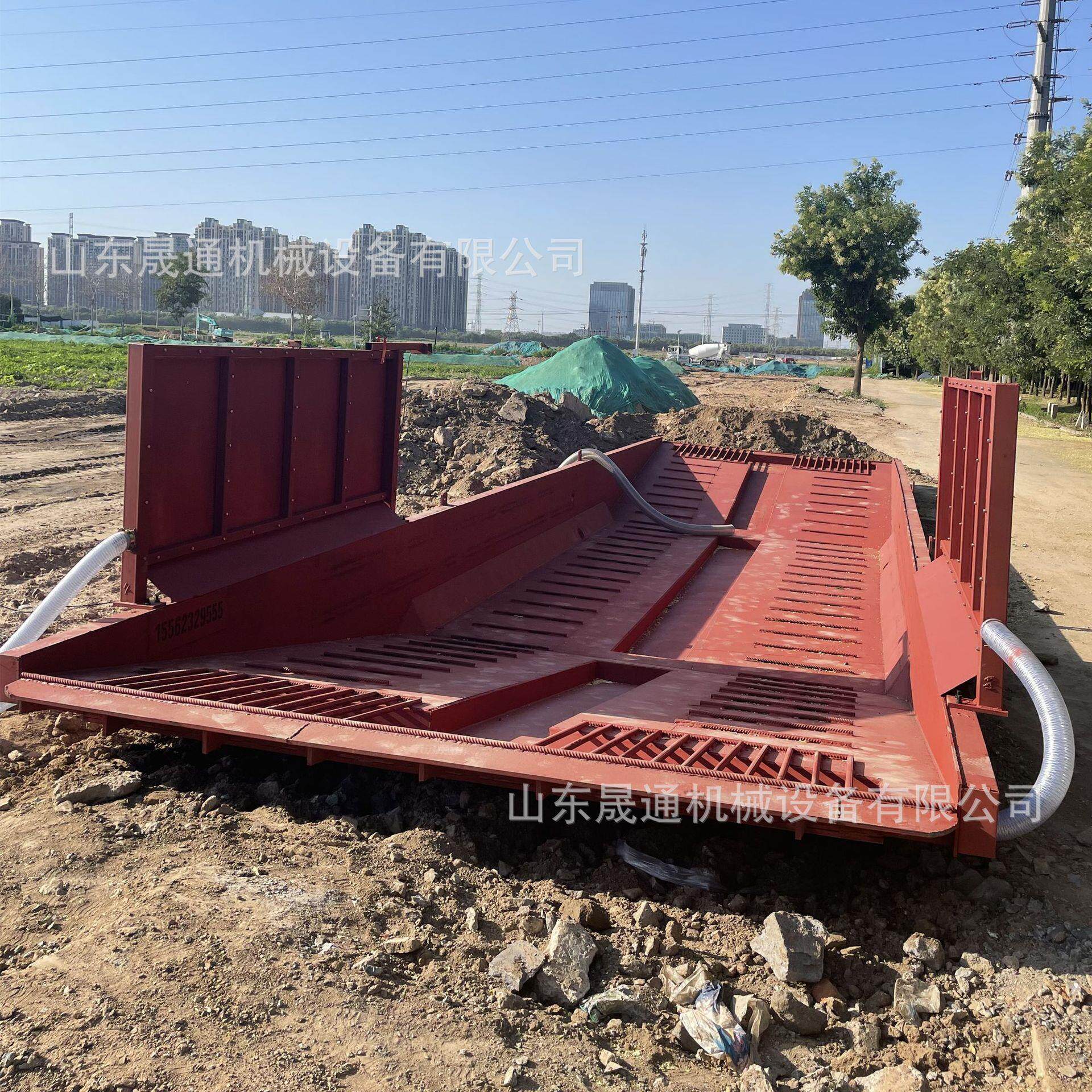 工地工程洗车槽 移动加厚搅拌站钢制洗车池全自动冲洗平台洗车槽