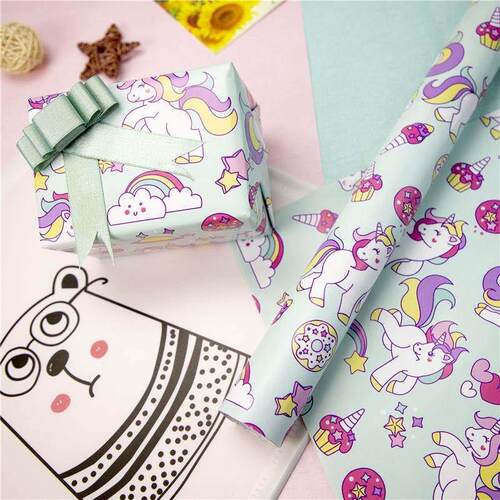 birthday wrapping paper gift wrap unicorn paper 包装纸动物