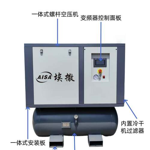 一体式永磁变频螺杆空压机7.5kw0.8MPa四合一静音移动款