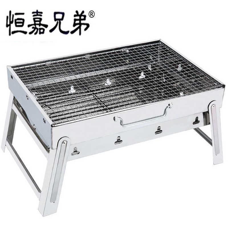 不烧锈钢烤家用户外烧烤架便携加厚折叠野外HM-木具炭烧炉烤工全