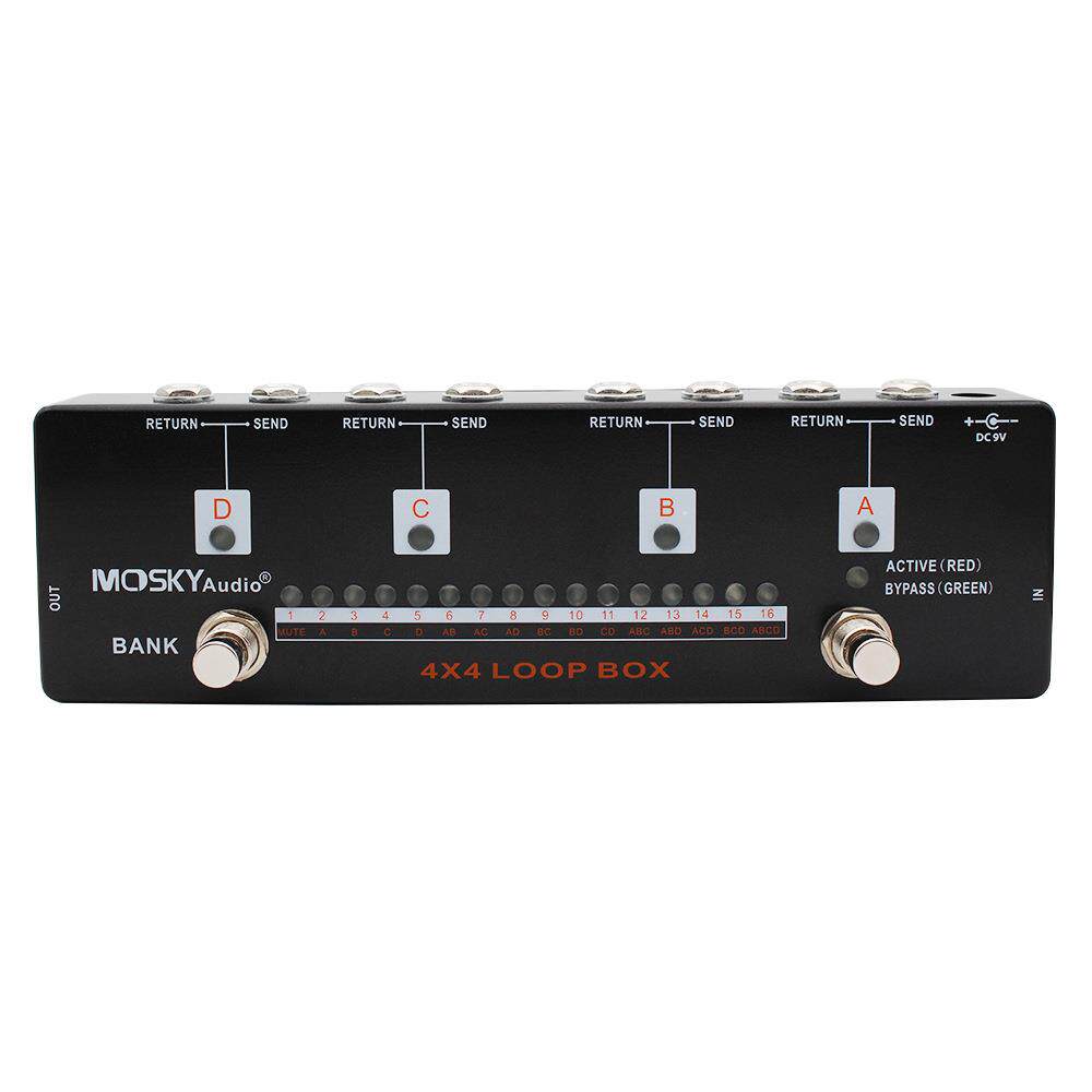 MOSKY 4X4 LOOP BOX 可视化 2个按键 16种编程效果器组合选择