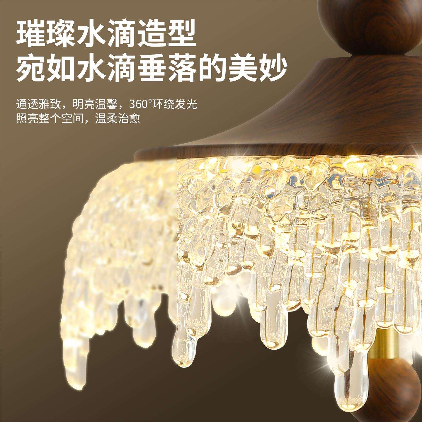 中古升降餐厅吊灯冰山水滴覆古温馨单头胡桃木色法式床头小吊灯