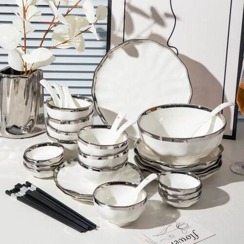 碗碟套装轻奢北欧简约乔迁新居情侣2-10人家用餐具碗筷碗盘组合