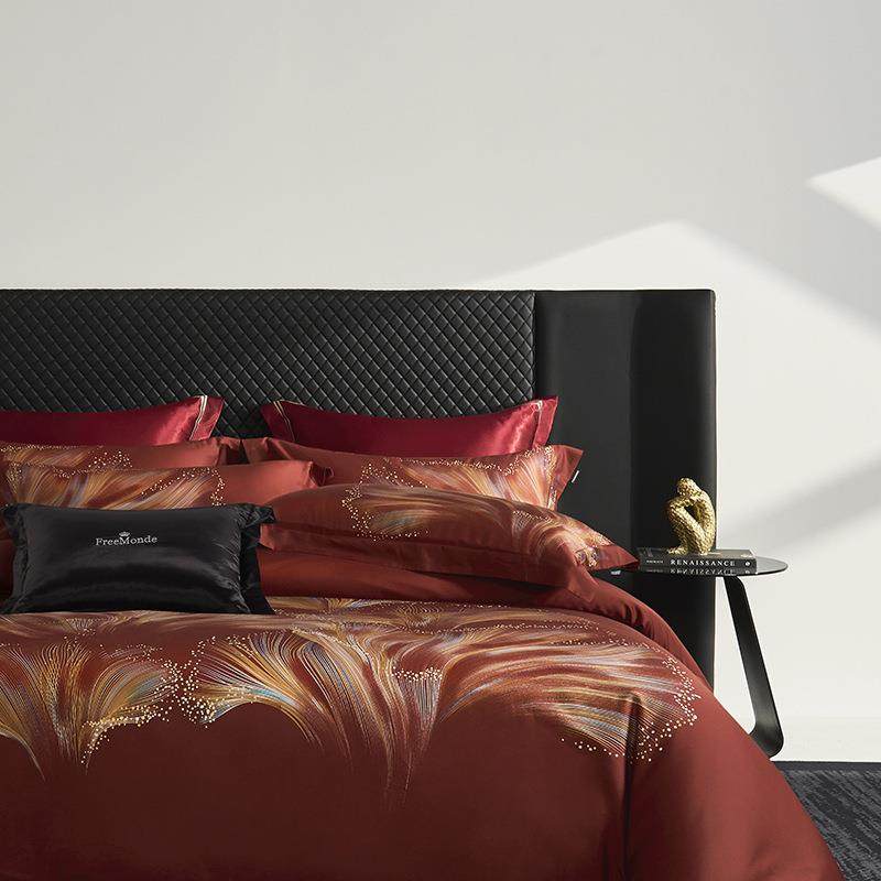 2205新款码100s轻奢超细旦丝棉意大利数印花高天端四件套床上CRU