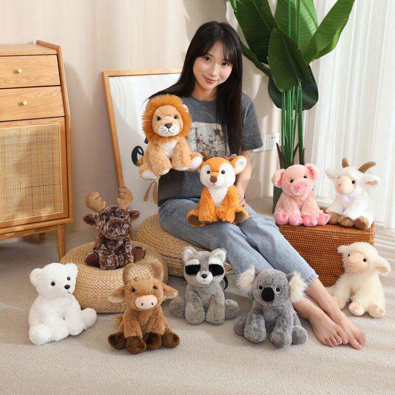 跨境蹲坐款仿真动物公仔大熊猫毛绒玩具雪豹小狗熊猫玩偶小号娃娃