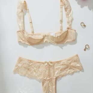 cut panties low Bralette French push bra小胸聚拢 with