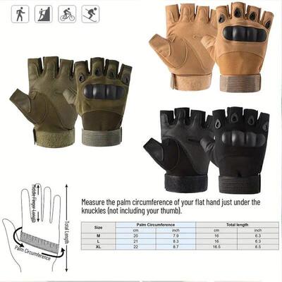 1Pair Tactical Fingerless Gloves for Men - Ideal for Outdoor