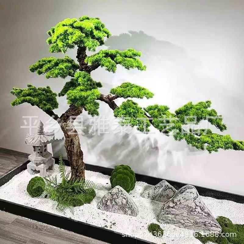 仿真树松迎客松新中式玄关装饰造楼12659梯树下摆件室内型假大树