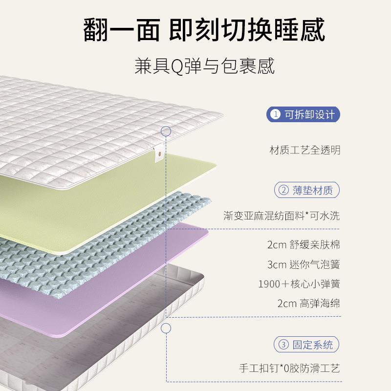 可垫拆卸席梦思榻厅榻米小床薄垫客家用卧室公寓宿舍QIK弹簧薄垫