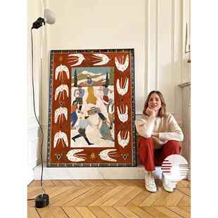 法式覆古文艺客厅装饰画、古色古香卧室壁画、大型古典工艺画、艺