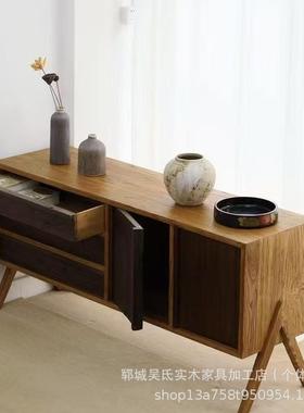 老榆木柜复古客厅实木抽屉开咨询门双储物柜家用多木制斗功能收纳