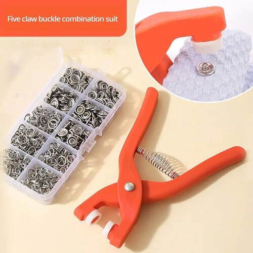 Snap Button Kit With Hand Pressure Pliers 50pcs Snaps , Meta