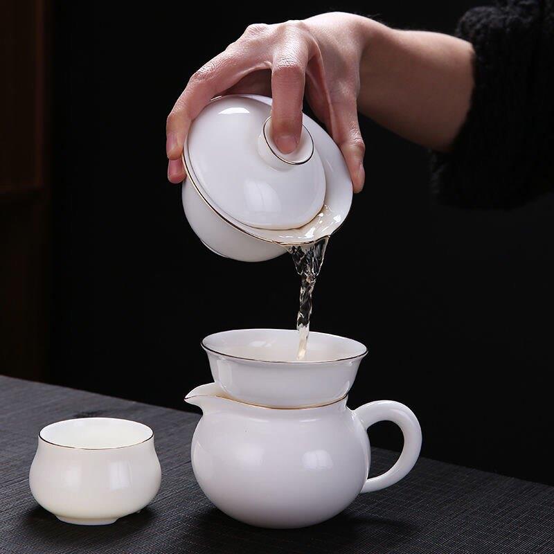 白玉具汉套组白瓷茶用羊SEV脂玉瓷功夫茶具简约泡茶壶家茶杯整套