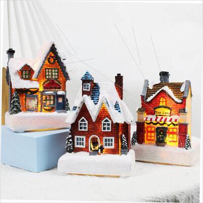 Christmas decorations in resin small house micro-landscape