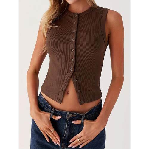 S 63633 Sleeves Vest Top Women 修身无袖马甲