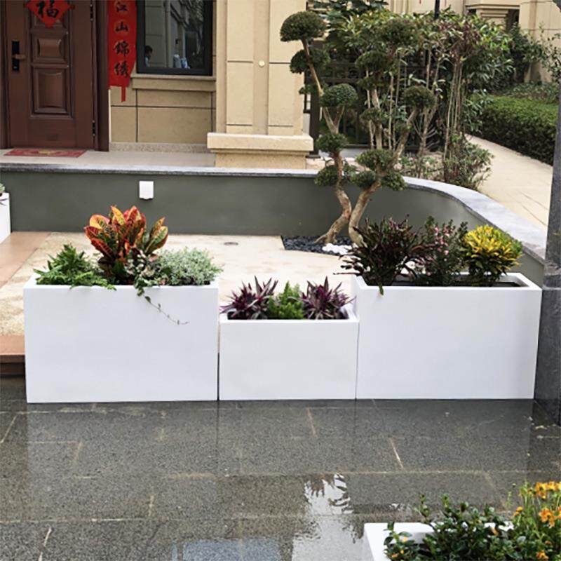 玻庭璃钢户外箱UXN阳台色花槽花园花池院花坛露台种花植箱楼顶白