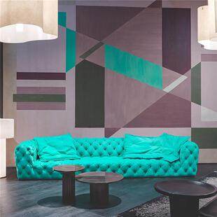 美式轻奢小户型baxter月球表面布艺拉扣沙发客厅意式极简磨砂绒布