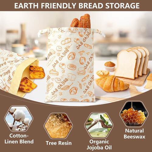 Beeswax Bread Bags Cotton Bees Wax Food Storage Sourdough