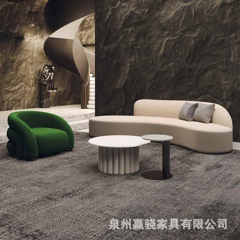 网红布艺沙发弧形家用北欧科技布小沙发客厅办公室休息双人椅简约