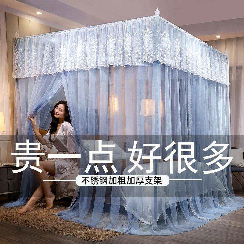 蚊帐支架全套体式一HGtmViaW超密防蚊宿床帐宫廷风文章家用帐舍床