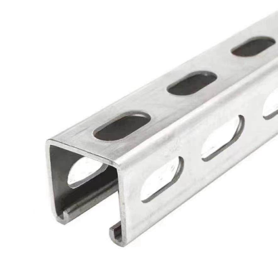 热镀锌C型钢支架 三面打孔多孔导轨 抗震镀锌钢槽适用光伏