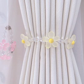 甜心雏菊窗帘绑带一对装花朵，扎束带水钻，磁吸扣卧室客厅纱窗绑绳