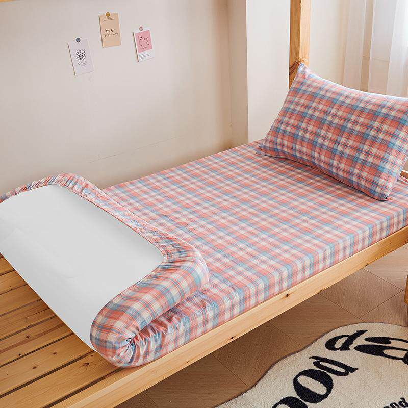 学生宿舍专用纯棉床笠单件90x200全棉床罩褥子床垫保护罩防滑床套