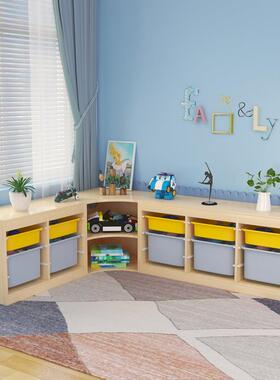 实木儿童具收纳柜储物柜幼儿园整理玩EES收置物架宝宝落柜地书架