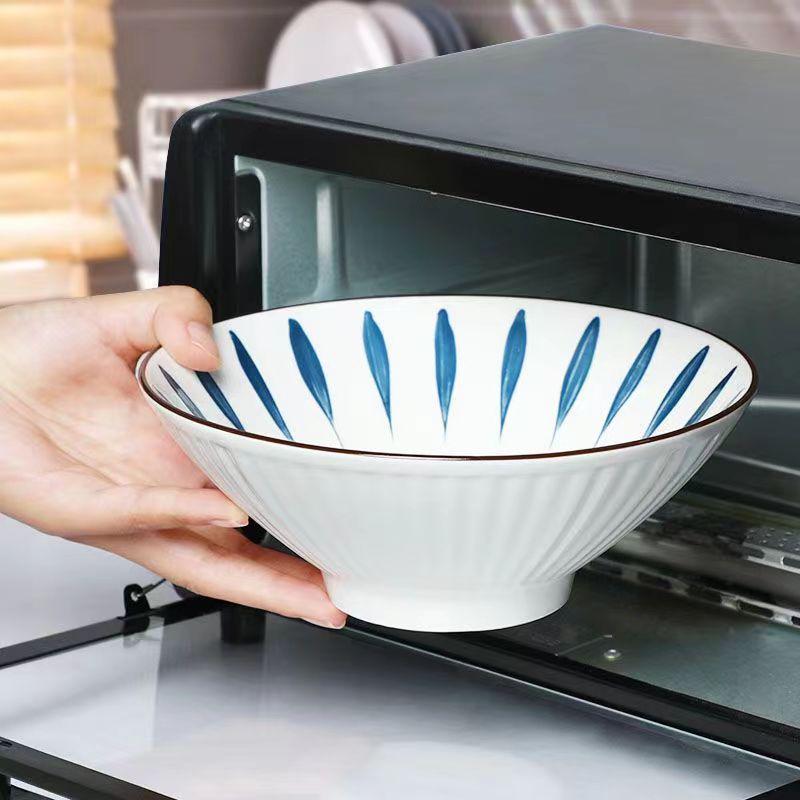 英寸千饭碗纹1vpr4锤8汤碗装只面碗碗家用陶瓷餐具套装斗笠叶草