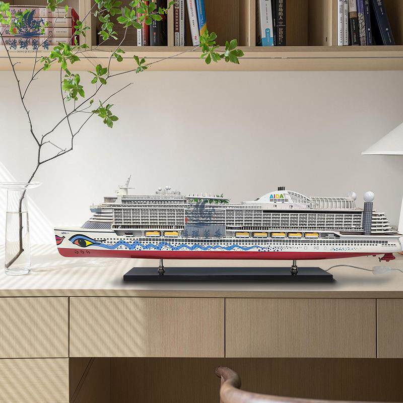 豪华带灯爱艺达邮轮游室艇HQ8950模型纯手工木制工船公办家居装饰