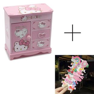正品 儿童节木质孩首子饰盒抽公主卡通凯蒂猫品饰收纳盒小女孩屉珠