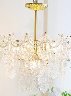铂阑灯堡奶油饰客灯法式轻MD-06-21奢水晶灯现代风灯灯具复古卧室