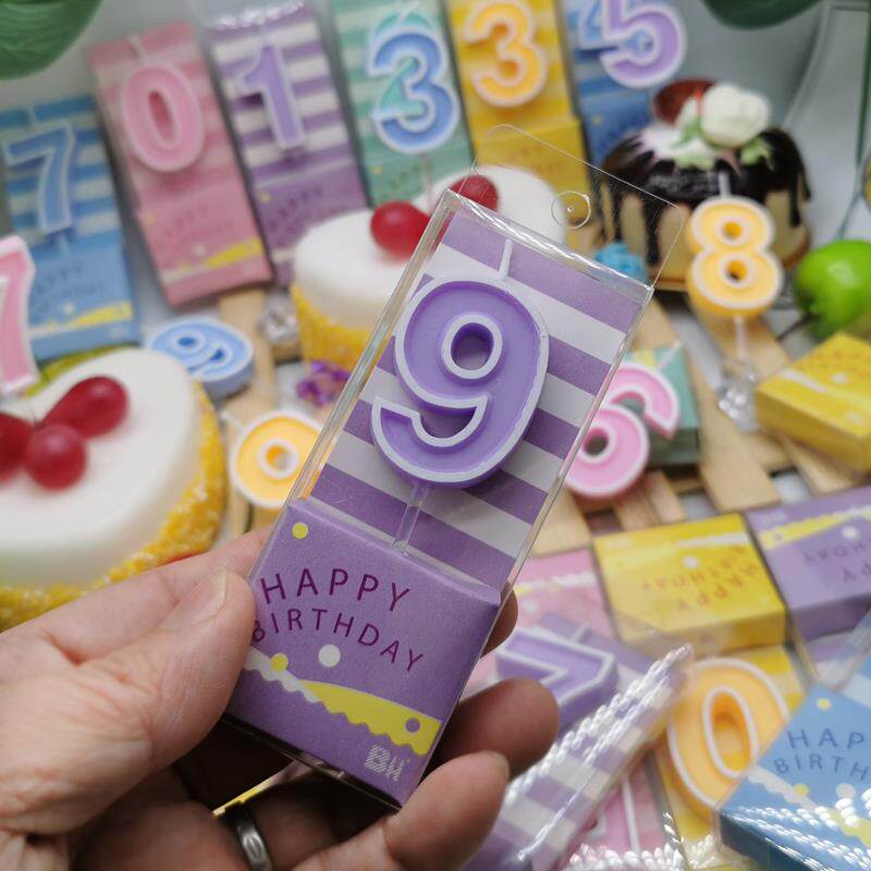 糖果颜色码蜡糖果色数烛生号日蛋糕烘焙饰可爱的红色粉红色蓝色的