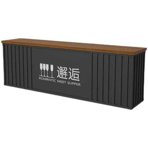 酒吧吧台收银台店铺小型餐厅铁艺转角柜台工业风健身房前台接待台