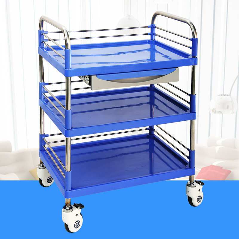 ABS钢塑小推车美容院推车手推移动工具车 不锈钢手术器械台小推车
