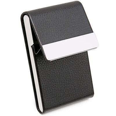 Business Card Holder Case - Slim PU Leather Metal Pocket Car