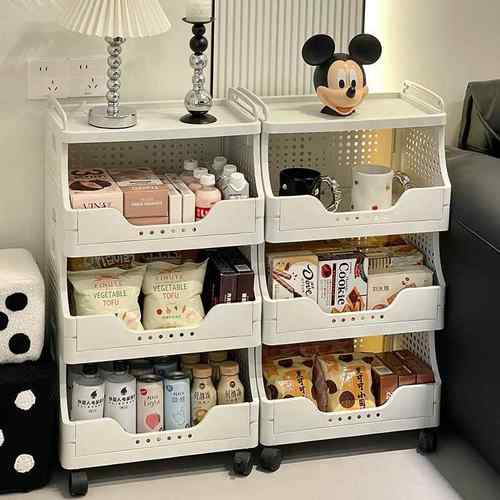 小推车置物架客厅落地零食收纳层架可移动收纳柜厨房杂物置物架架