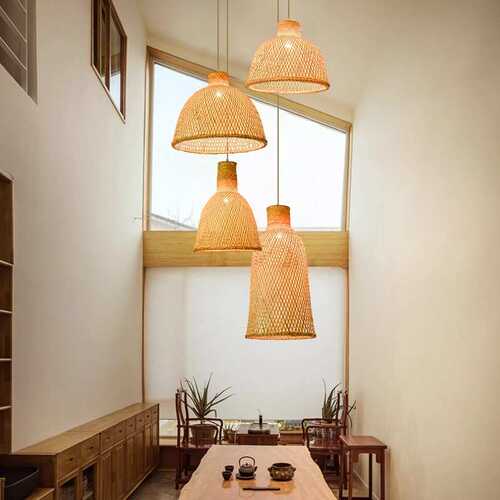 新中式禅意茶室竹编吊灯日式餐厅大厅灯楼梯灯侘寂风民宿客栈灯具