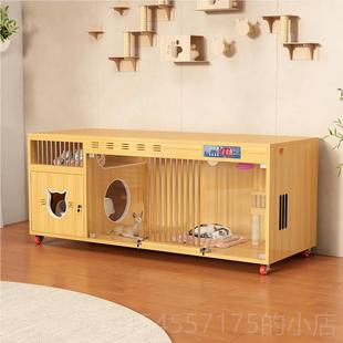猫别墅实木猫窝恒层温猫柜三家豪华宠物展示柜猫用繁殖舍寄养 正品