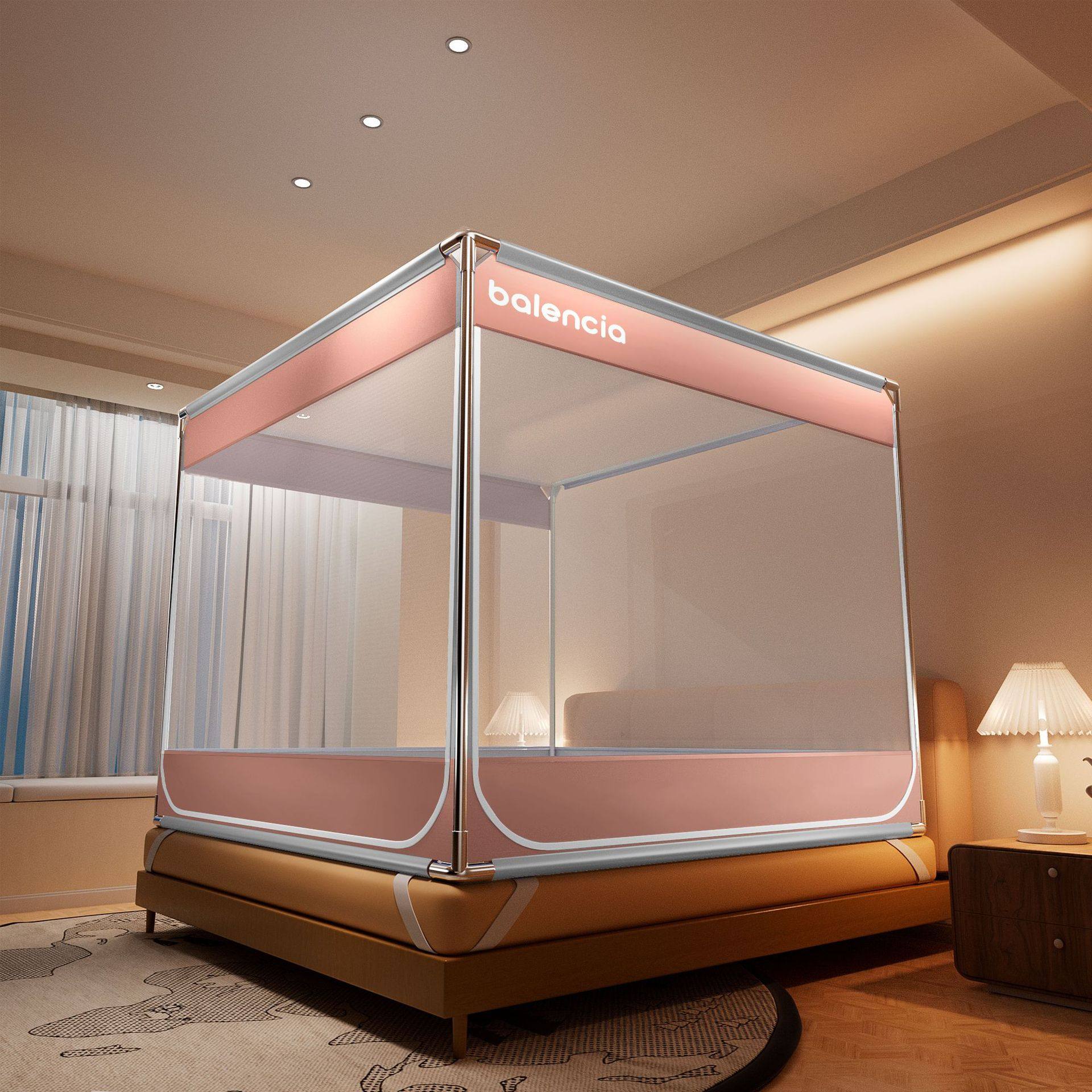 儿童防摔蚊帐2025新款家用卧室婴儿防掉床全底高级免安装蒙古包,床上用品,蚊帐,淘宝优惠券,粉丝福利购,淘宝优惠卷