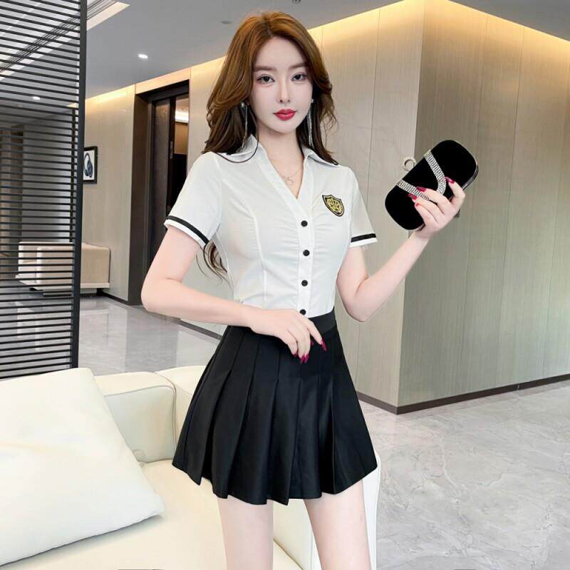 足疗足浴技师工作服女美容院养生洗浴按摩酒店空姐夜场性感百褶裙