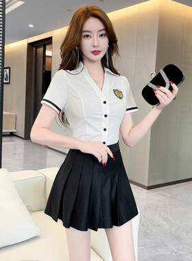 足疗足浴技师工作服女美容院养生洗浴按摩酒店空姐夜场性感百褶裙